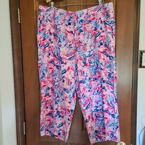 STELLA PARKERS COLLECTION 'WIDE LEG'' FUSCHIA FLORAL CAPRI PANTS COMFY XXL